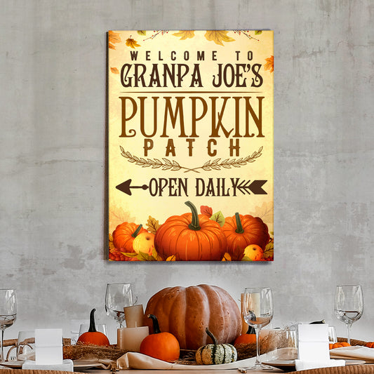 Pumpkin Patch Open Daily Sign - Imaged by Tailored Canvases
