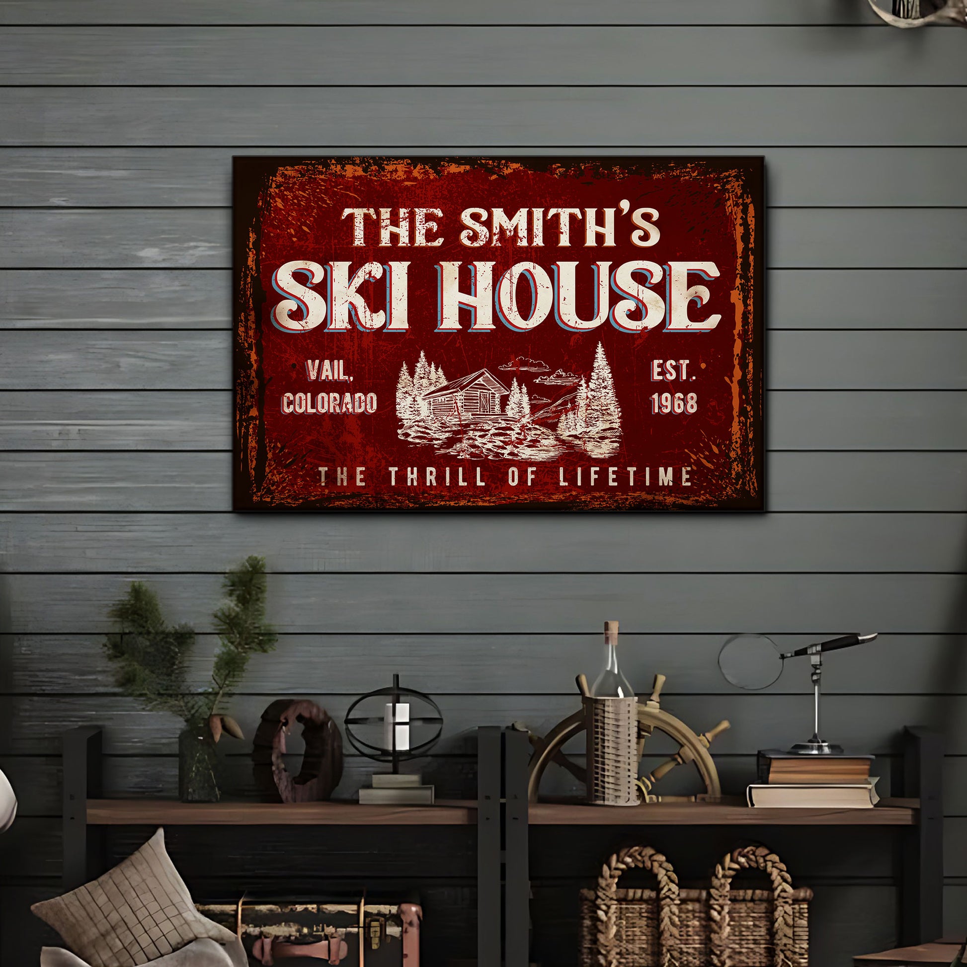 Ski House Sign II Style 1 - Imaged by Tailored Canvases