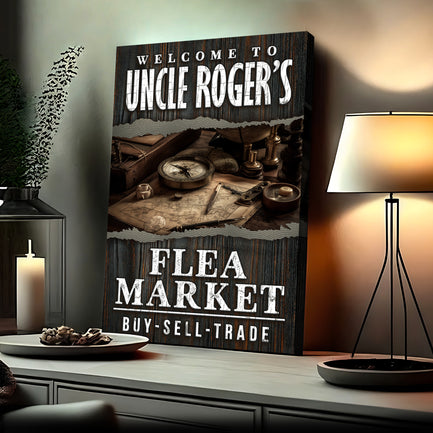 Welcome To Flea Market Sign - Image by Tailored Canvases
