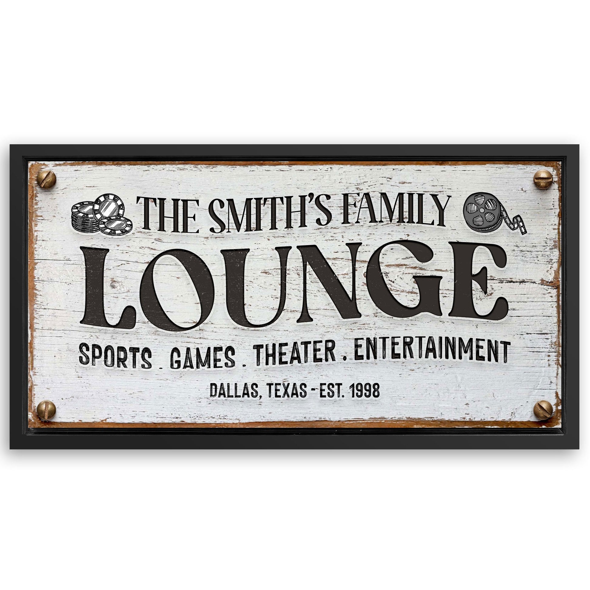 Save 33% When You Add A Frame To Your 20x10 Family Entertainment Lounge Sign Canvas Now