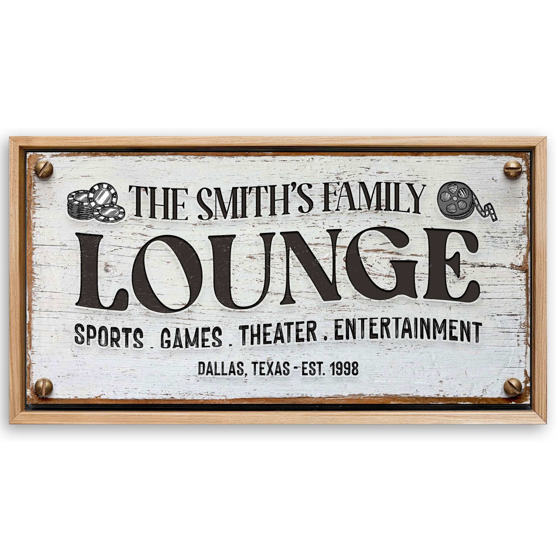Save 33% When You Add A Frame To Your 48x24 Family Entertainment Lounge Sign Canvas Now