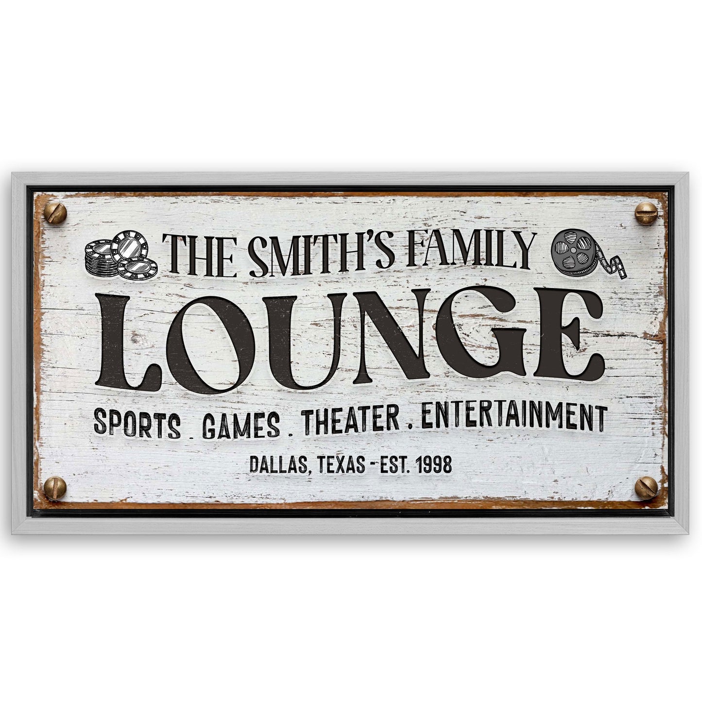 Save 33% When You Add A Frame To Your 20x10 Family Entertainment Lounge Sign Canvas Now