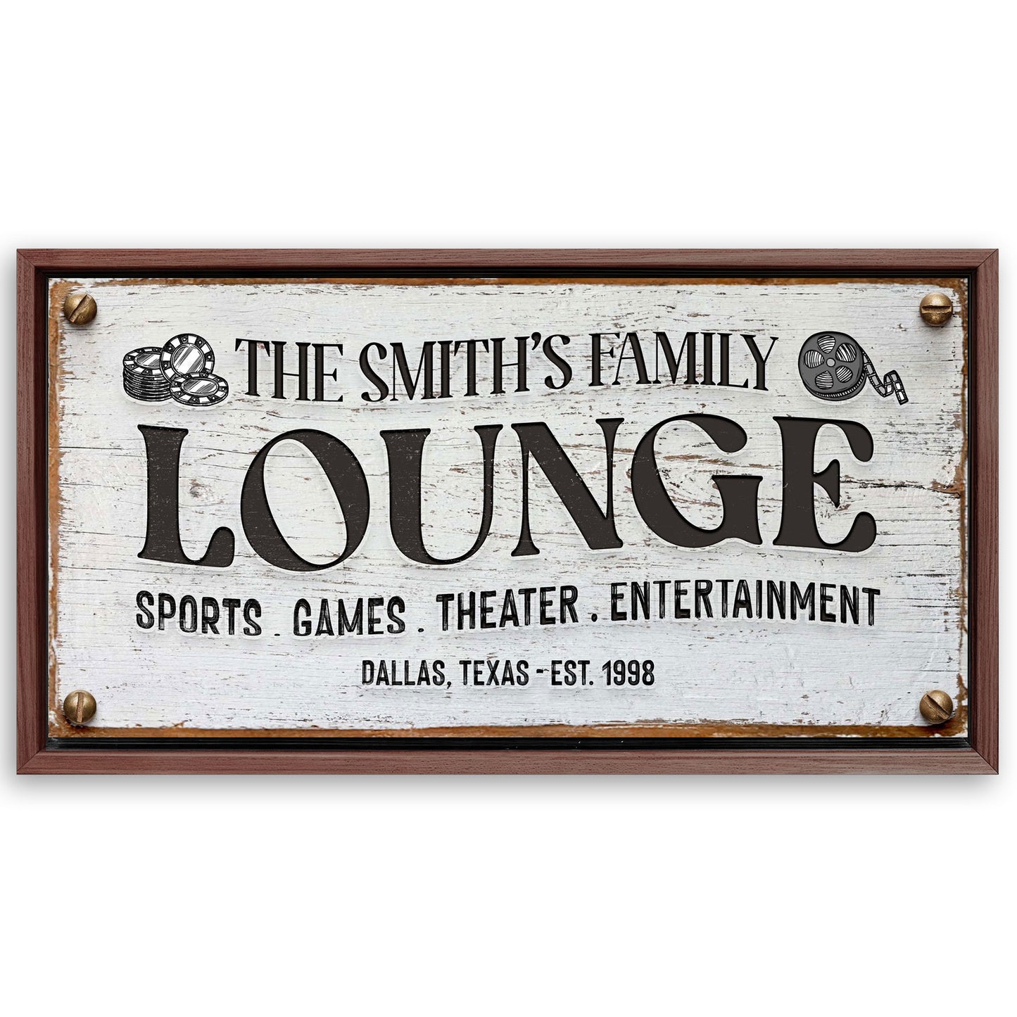 Save 33% When You Add A Frame To Your 20x10 Family Entertainment Lounge Sign Canvas Now