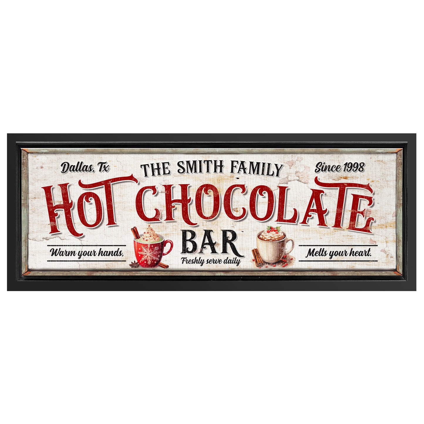 Save 33% When You Add A Frame To Your 16x48 Personalized Hot Chocolate Bar Sign II Canvas Now
