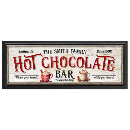Save 33% When You Add A Frame To Your 16x48 Personalized Hot Chocolate Bar Sign II Canvas Now