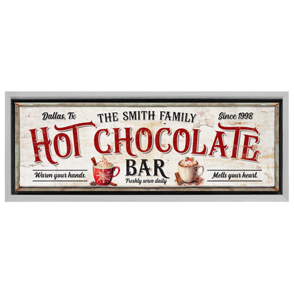 Save 33% When You Add A Frame To Your 16x48 Personalized Hot Chocolate Bar Sign II Canvas Now