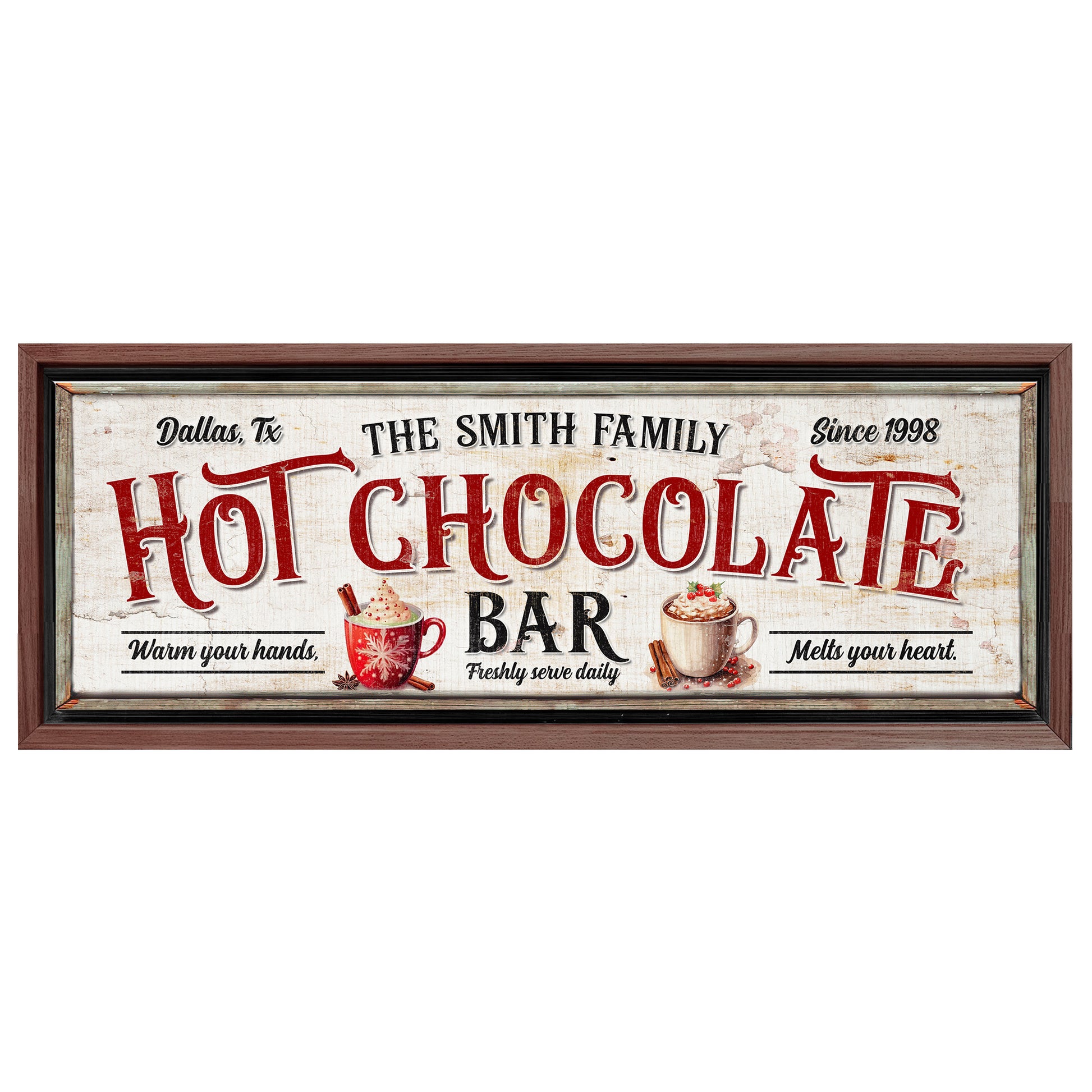 Save 33% When You Add A Frame To Your 12x36 Personalized Hot Chocolate Bar Sign II Canvas Now
