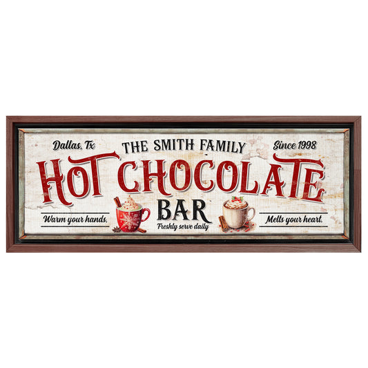Save 33% When You Add A Frame To Your 60x20 Personalized Hot Chocolate Bar Sign II Canvas Now
