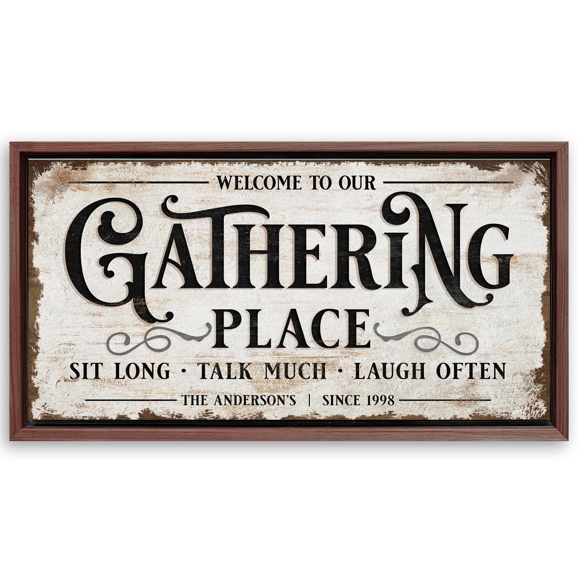 Save 33% When You Add A Frame To Your 48x24 Gathering Place Personalized Sign Canvas Now
