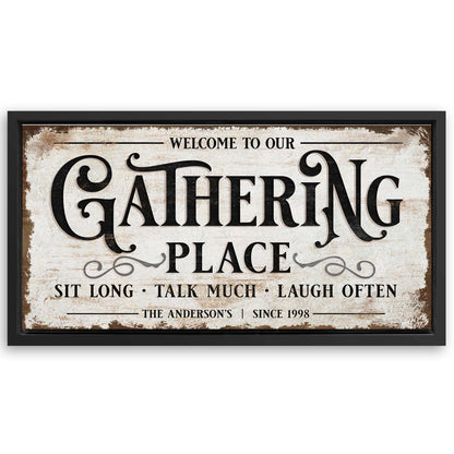 Save 33% When You Add A Frame To Your 48x24 Gathering Place Personalized Sign Canvas Now