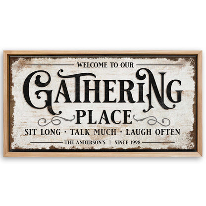 Save 33% When You Add A Frame To Your 48x24 Gathering Place Personalized Sign Canvas Now