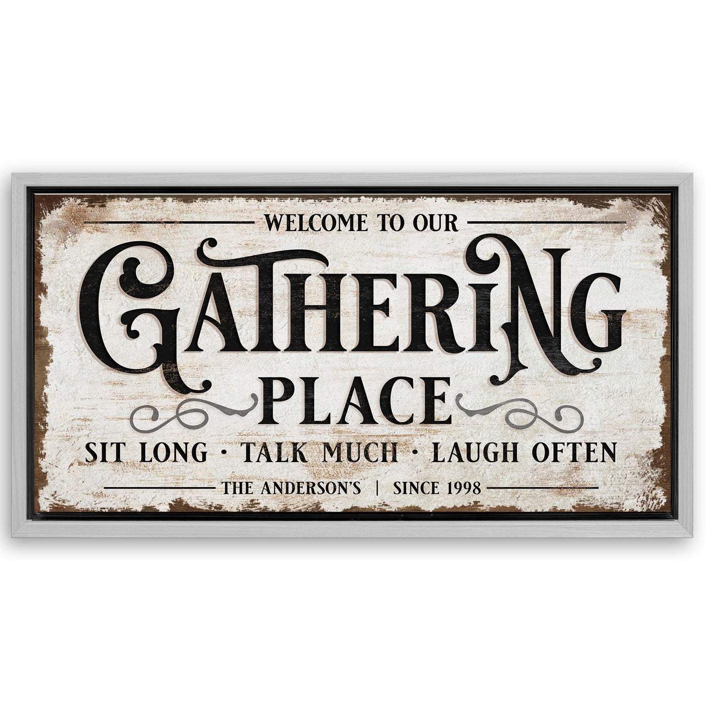 Save 33% When You Add A Frame To Your 20x10 Gathering Place Personalized Sign Canvas Now