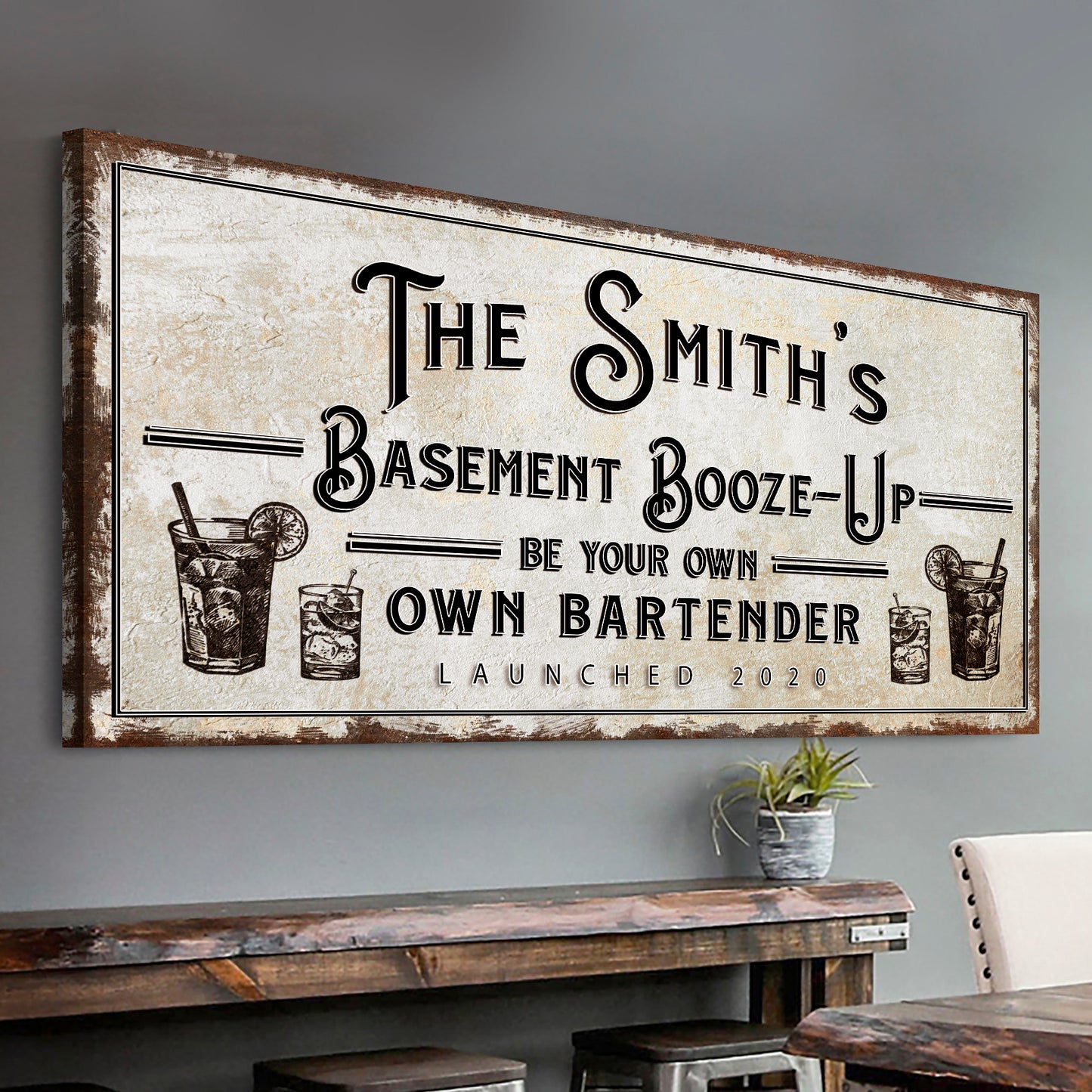 Basement Booze Up Sign  - Image by Tailored Canvases
