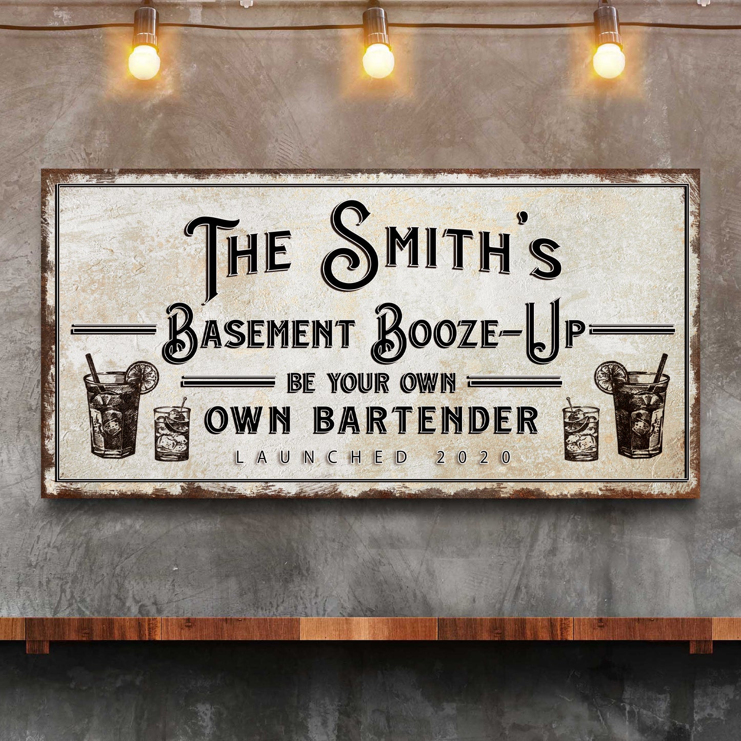 Basement Booze Up Sign Style 1 - Image by Tailored Canvases