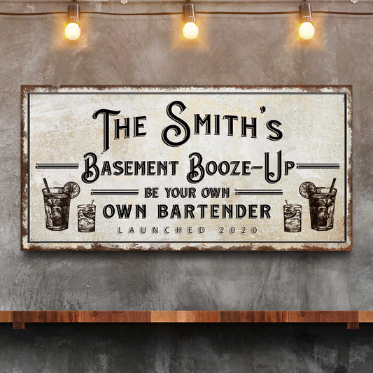Basement Booze Up Sign - Image by Tailored Canvases