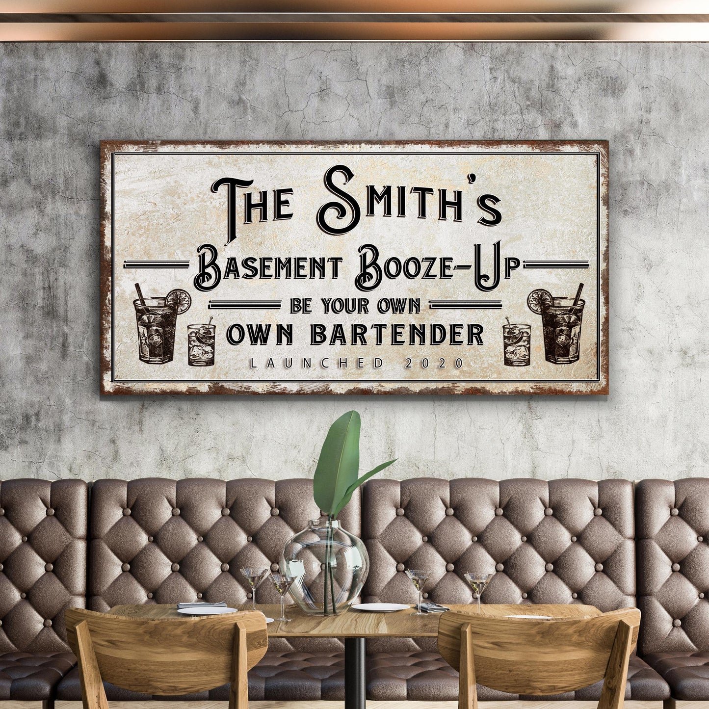 Basement Booze Up Sign Style 2 - Image by Tailored Canvases
