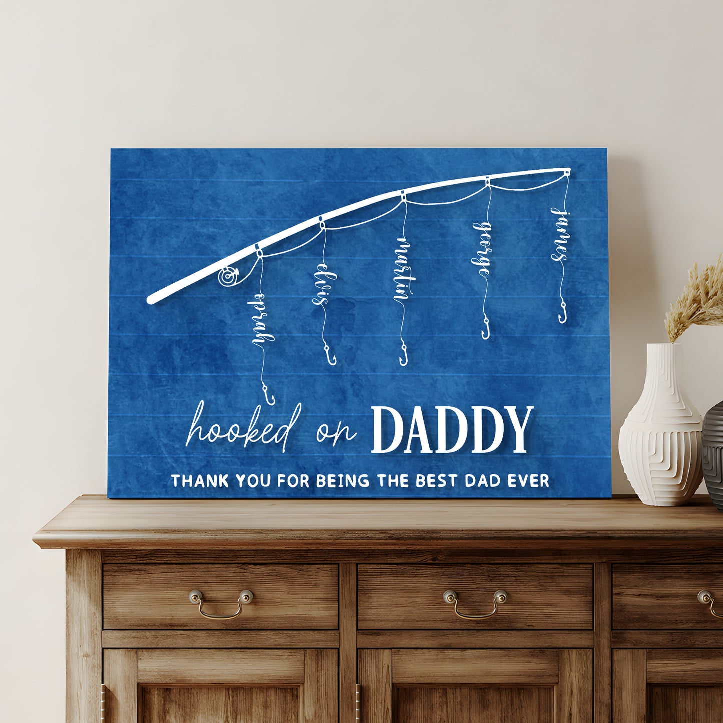 Hooked On Daddy Father's Day Gift Sign Style 1 - Image by Tailored Canvases