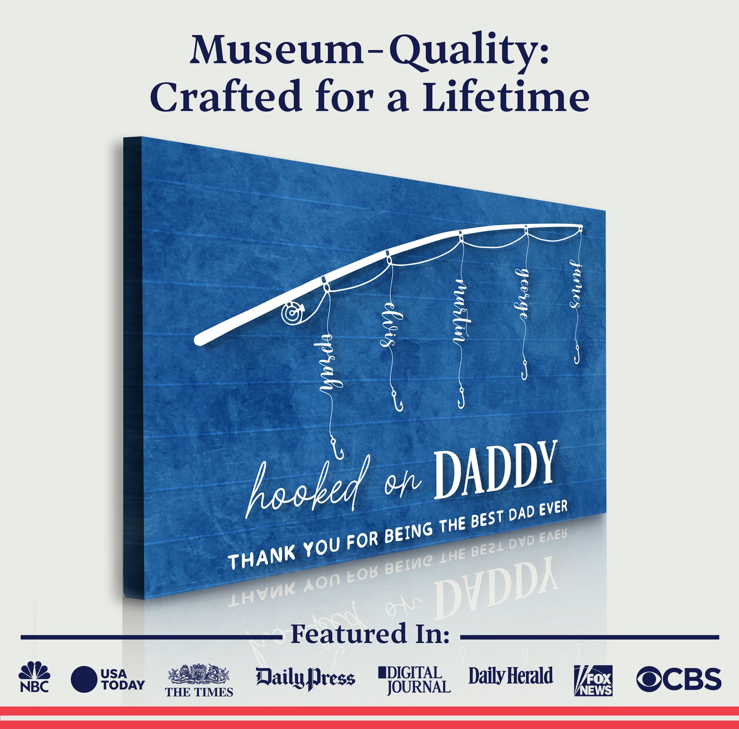 Hooked On Daddy Father's Day Gift Sign Specs - Image by Tailored Canvases