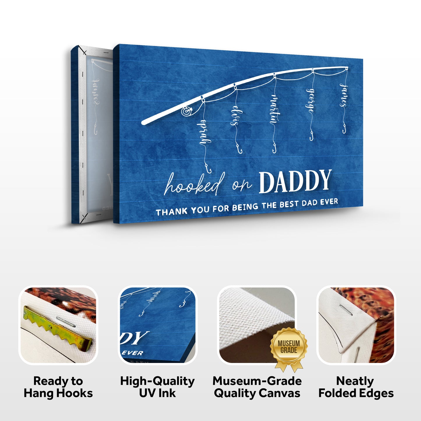 Hooked On Daddy Father's Day Gift Sign Specs - Image by Tailored Canvases