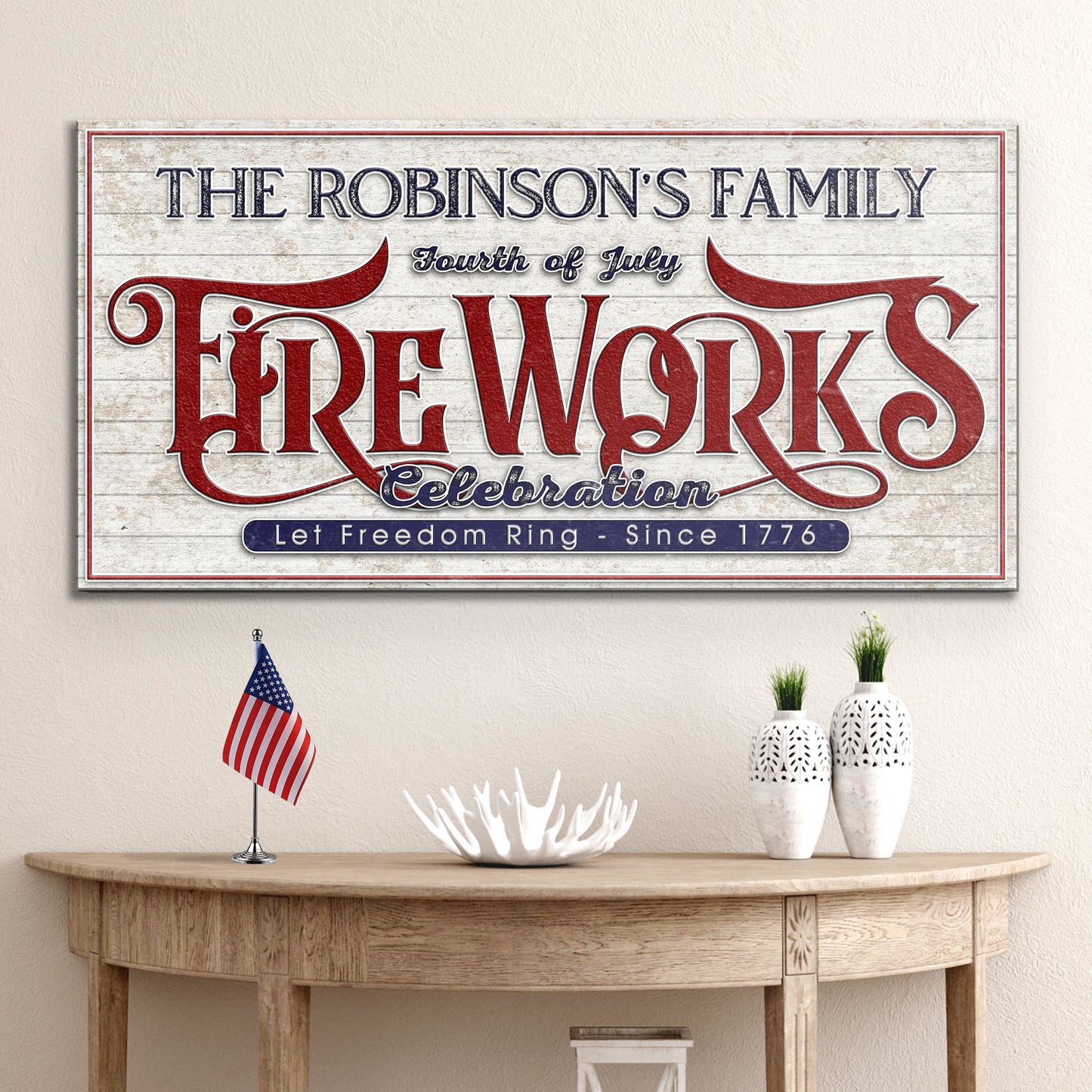 4th of July Fireworks Celebration Personalized Sign Style 1 - Image by Tailored Canvases