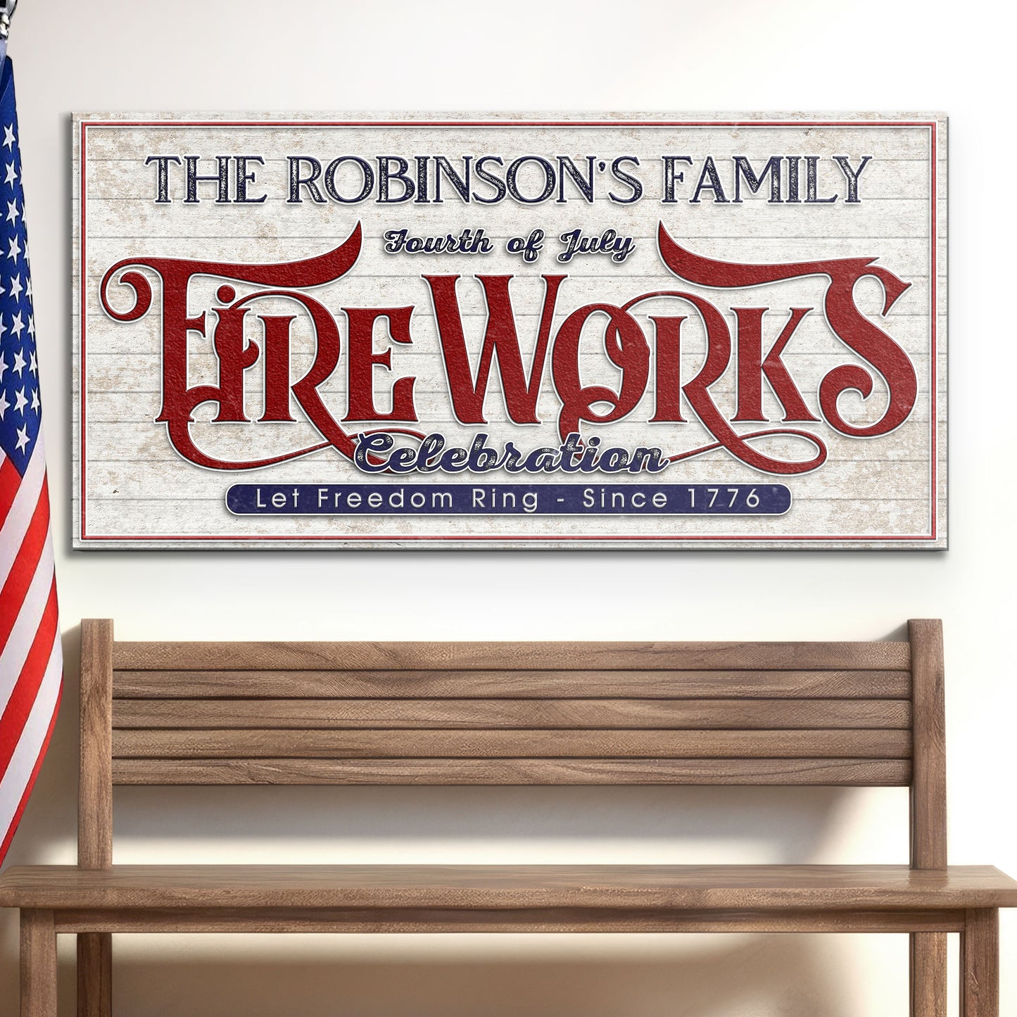 4th of July Fireworks Celebration Personalized Sign  - Image by Tailored Canvases