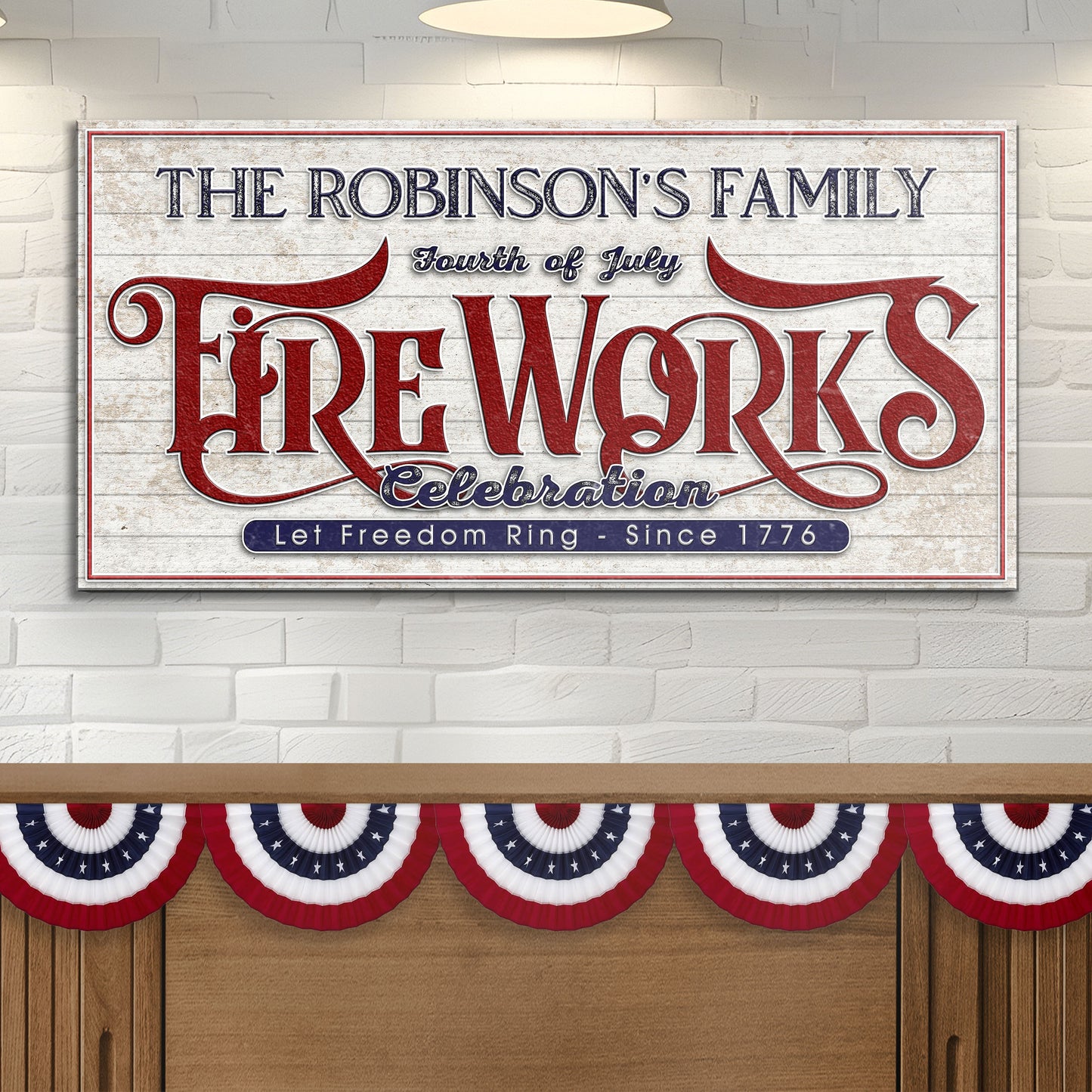 4th of July Fireworks Celebration Personalized Sign Style 2 - Image by Tailored Canvases