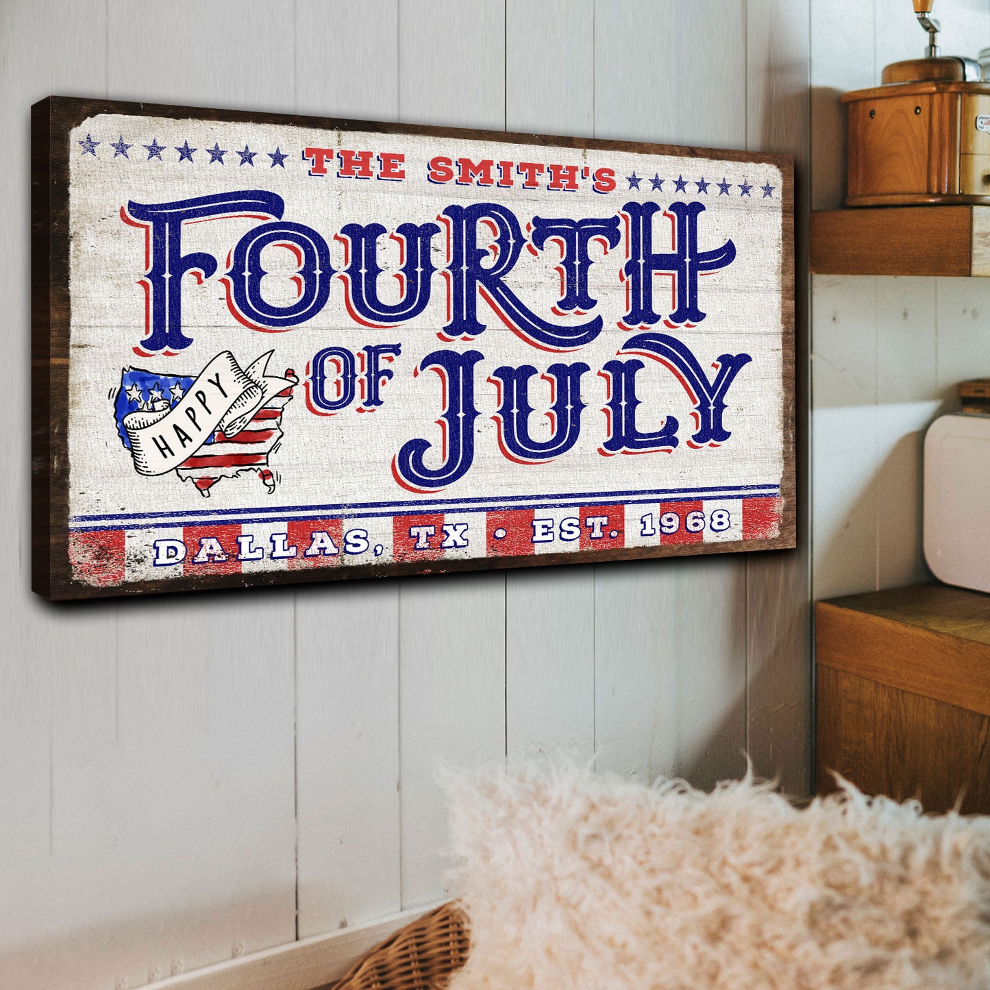 4th of July Personalized Welcome Sign  - Image by Tailored Canvases