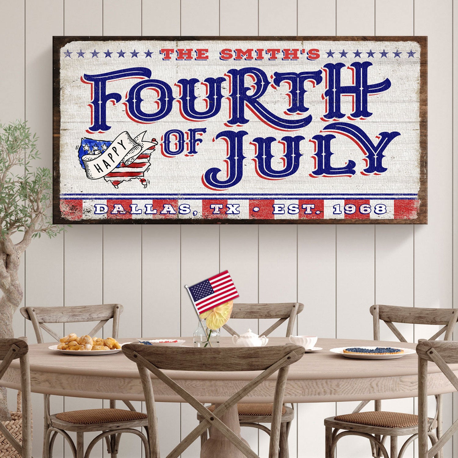 4th of July Personalized Welcome Sign Style 1 - Image by Tailored Canvases