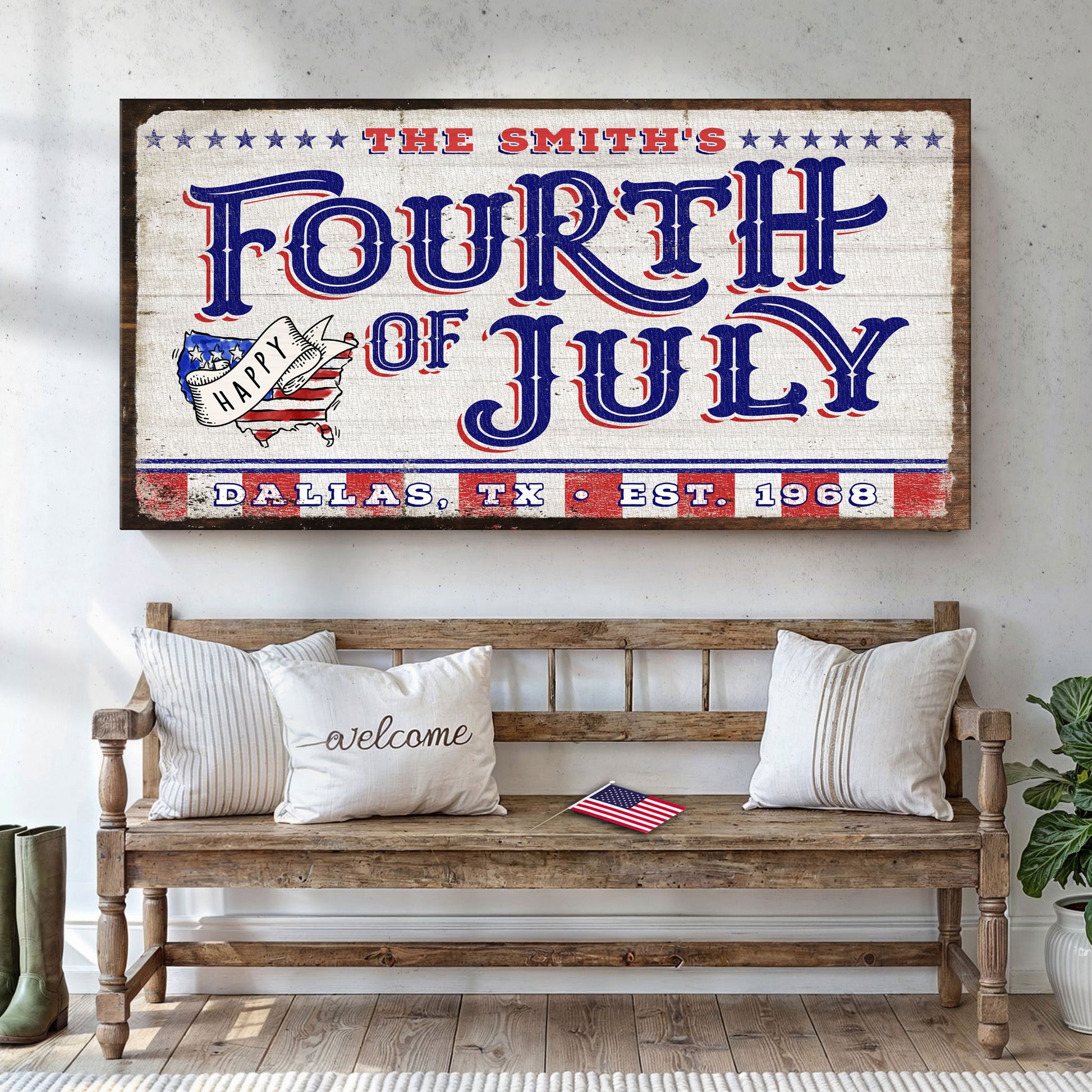 4th of July Personalized Welcome Sign Style 2 - Image by Tailored Canvases