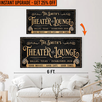 Upgrade Your 48x24 Inches 'Theater Sign II' Canvas To 60x30 Inches Canvas