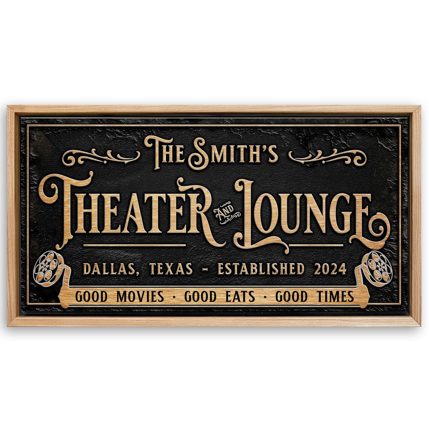 Save 33% When You Add A Frame To Your 48x24 Personalized Theater Sign II Canvas Now