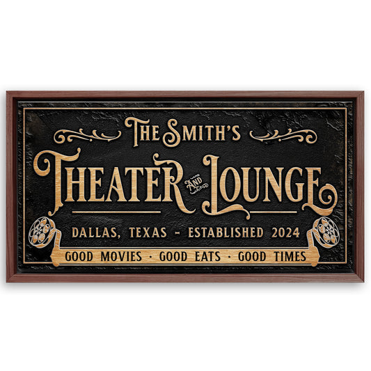 Save 33% When You Add A Frame To Your 48x24 Personalized Theater Sign II Canvas Now