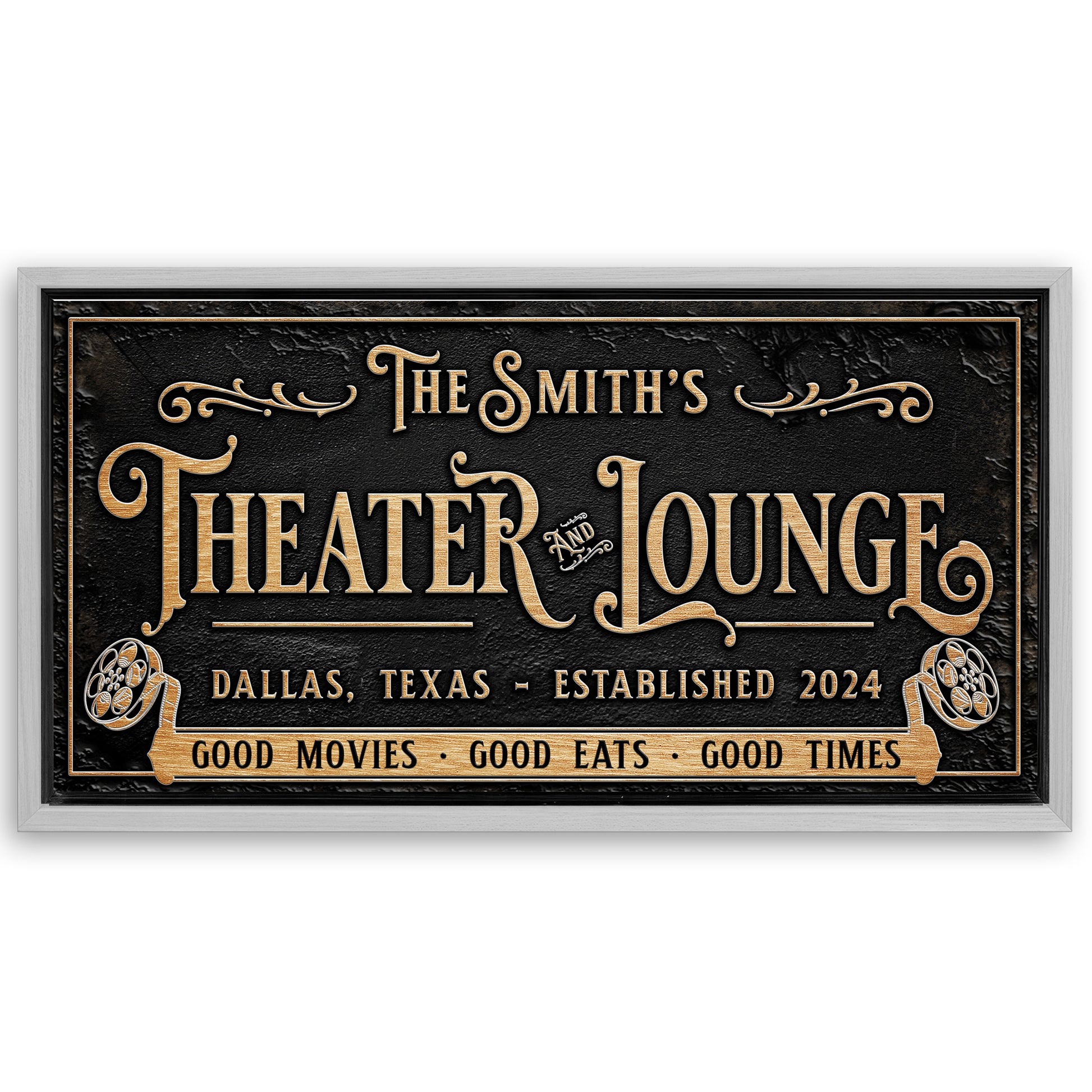 Save 33% When You Add A Frame To Your 48x24 Personalized Theater Sign II Canvas Now