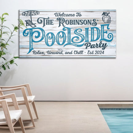 Personalized Poolside Party Sign  - Image by Tailored Canvases