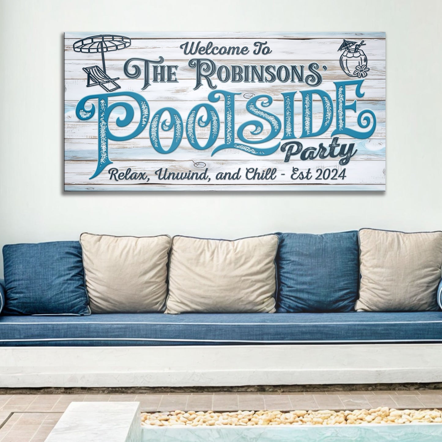 Personalized Poolside Party Sign Style 1 - Image by Tailored Canvases