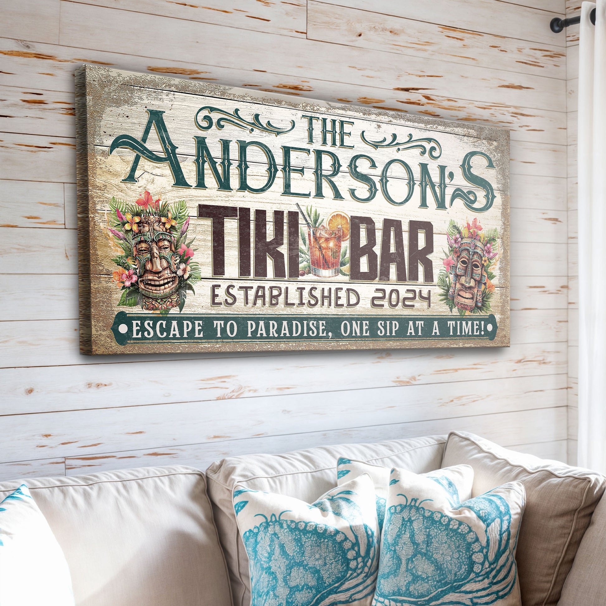 Personalized Tiki Bar Sign III Style 3 - Image by Tailored Canvases