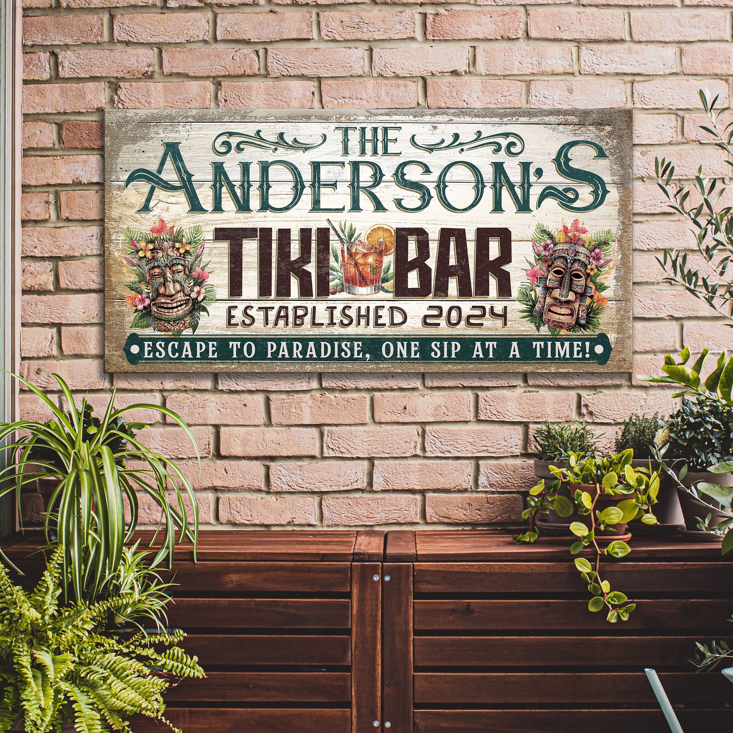 Personalized Tiki Bar Sign III Style 1 - Image by Tailored Canvases