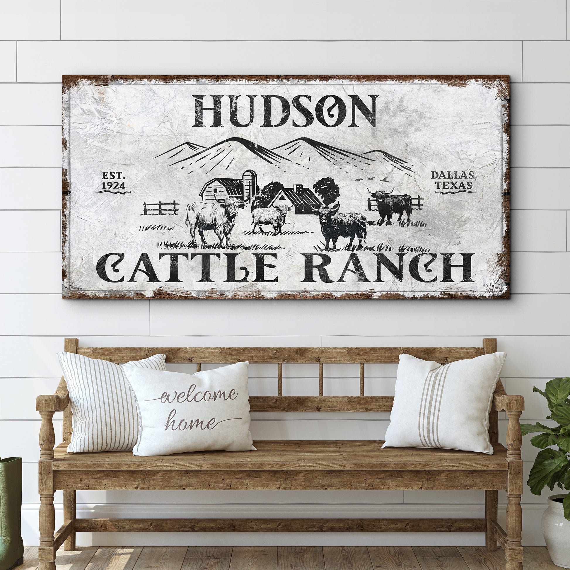 Personalized Highland Cattle Ranch Sign Style 2 - Image by Tailored Canvases