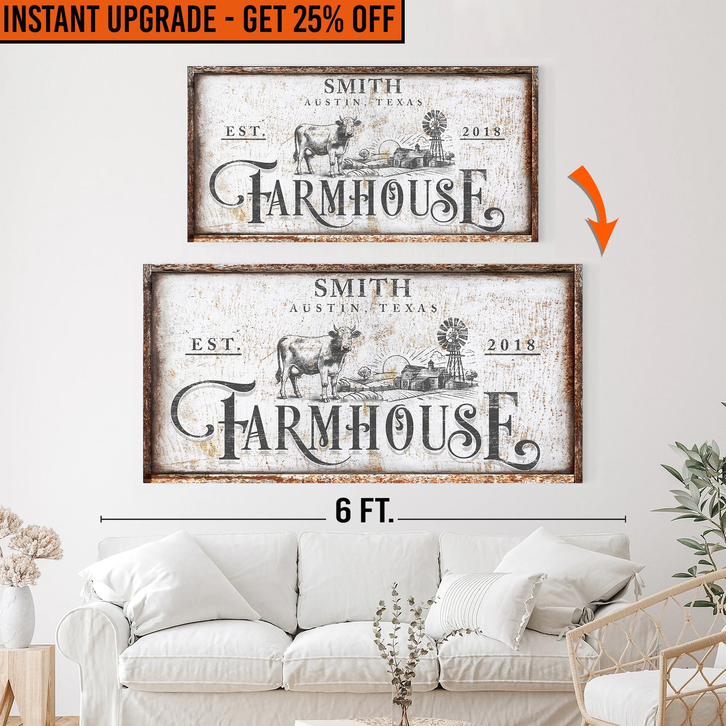 Upgrade Your 48x24 Inches 'Rustic Vintage Farmhouse II' Canvas To 60x30 Inches Canvas