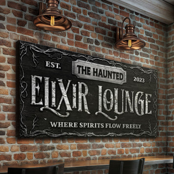 The Haunted Elixir Lounge Halloween Sign