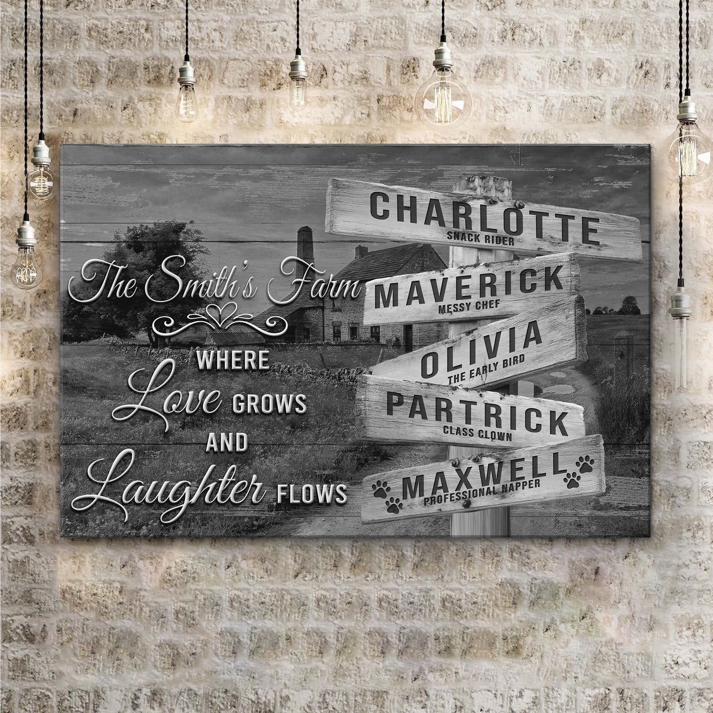 Where Love Grows And Laughter Flows Family Names Sign