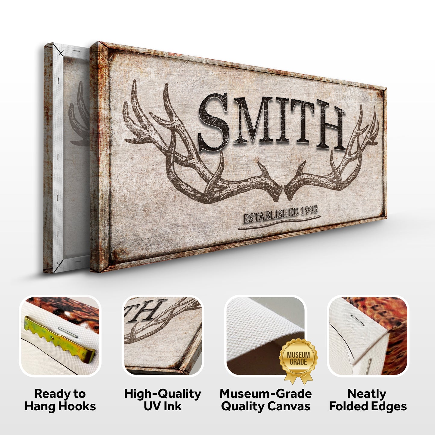 Personalized Family Antler Sign V