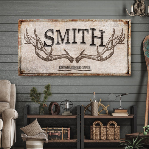 Personalized Family Antler Sign V