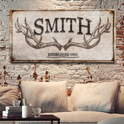 Personalized Family Antler Sign V