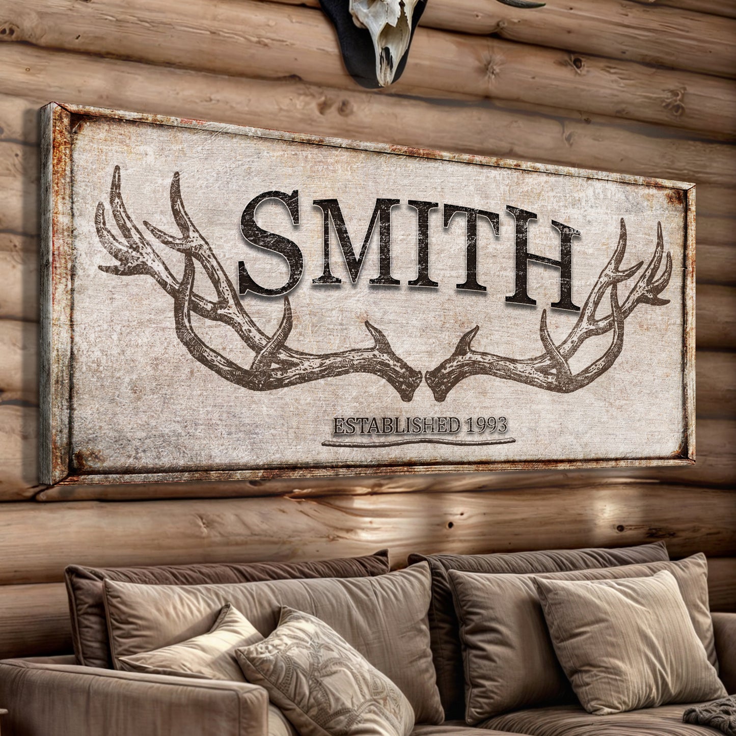 Personalized Family Antler Sign V