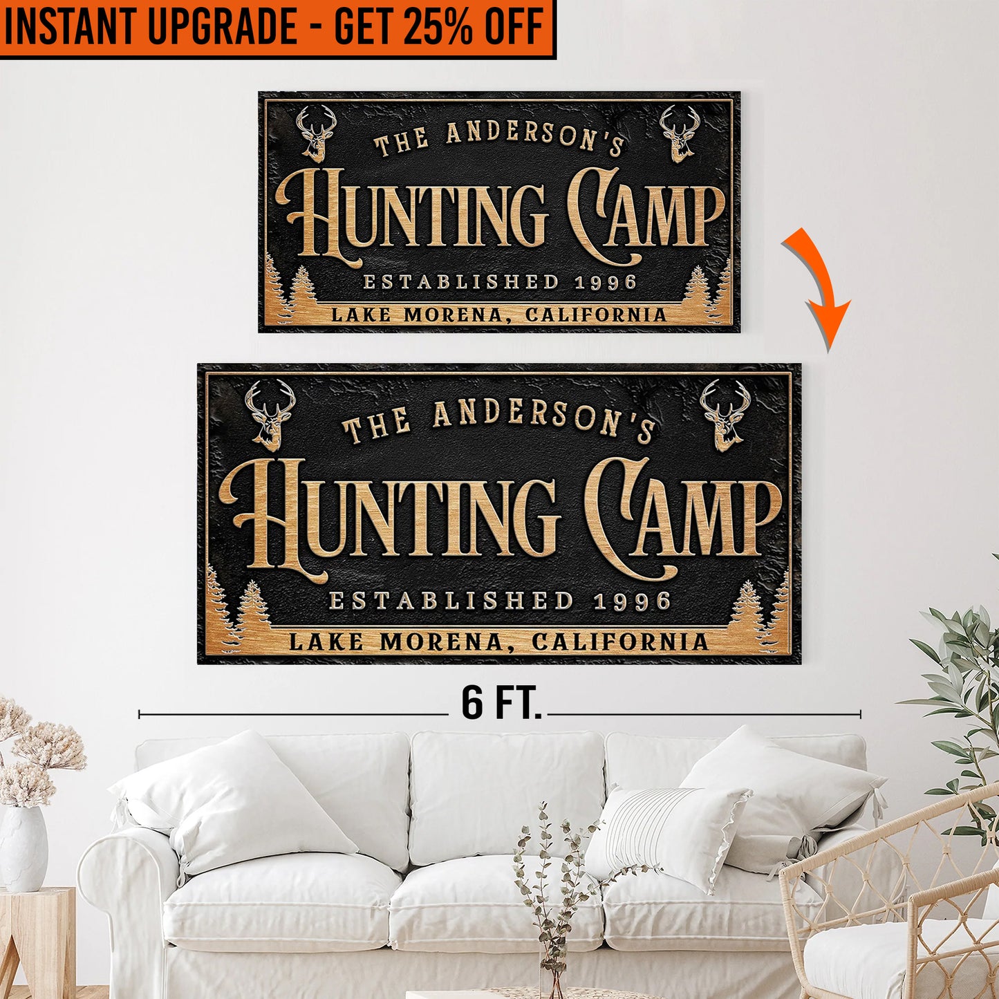 Upgrade Your 48x24 Inches 'Family Hunting Camp' Canvas To 60x30 Inches Canvas