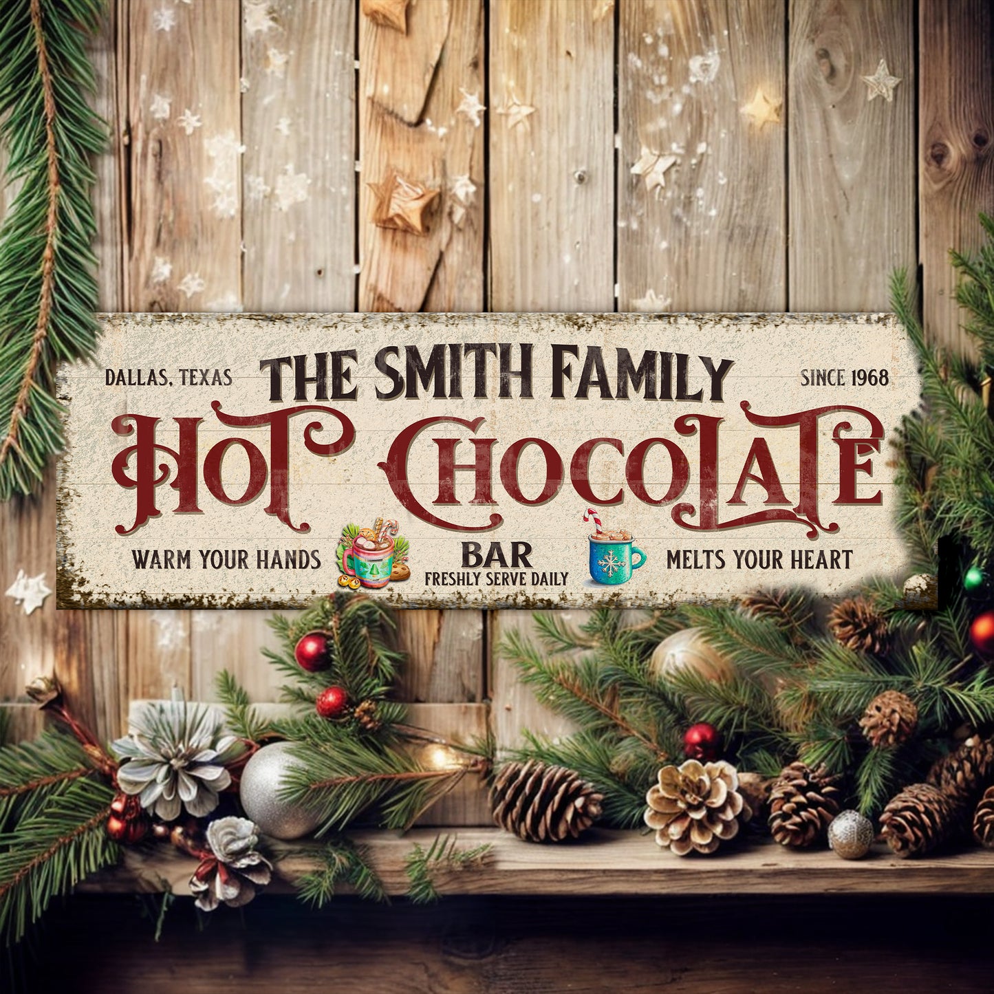 Hot Chocolate Christmas Bar Sign - Image by Tailored Canvases