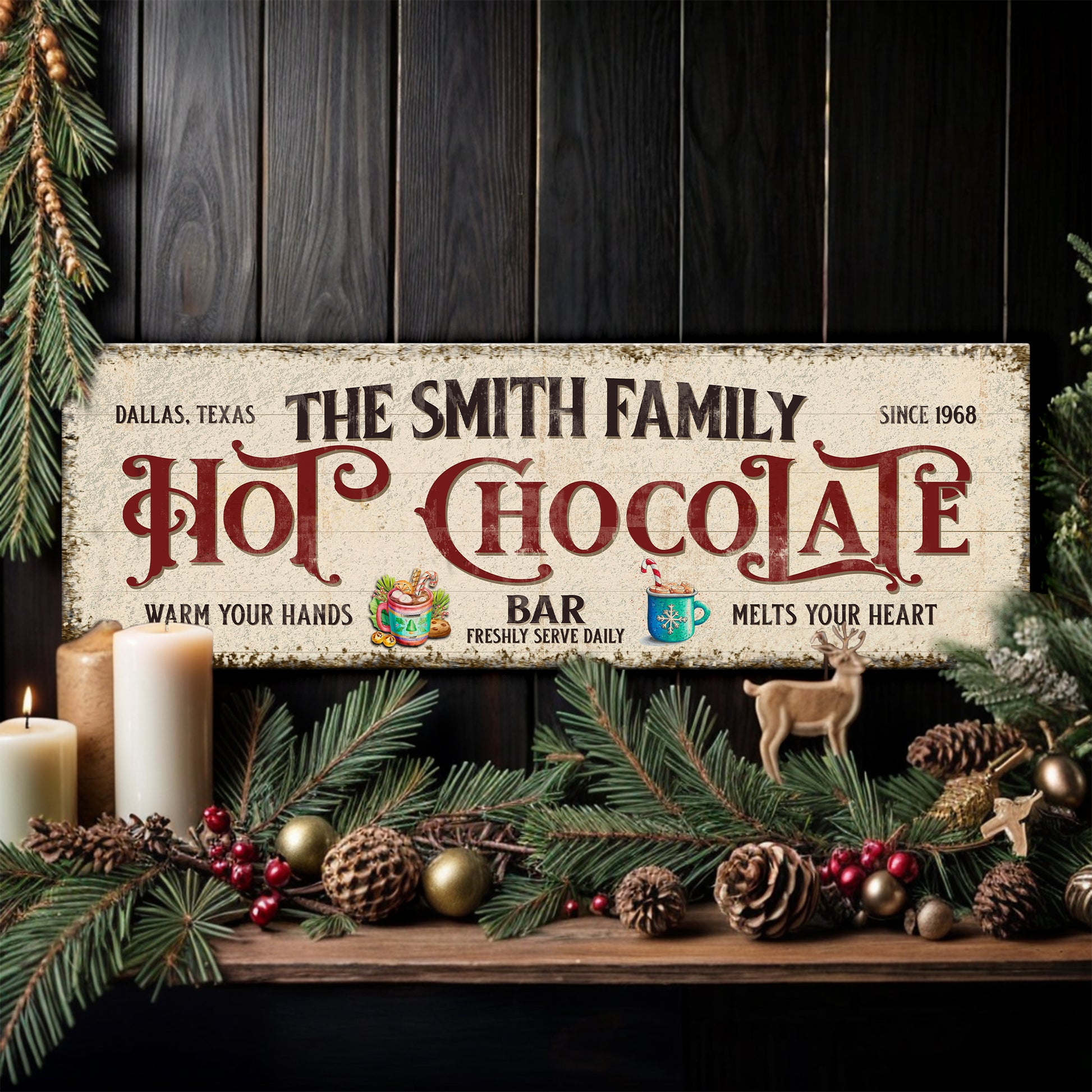 Hot Chocolate Christmas Bar Sign - Image by Tailored Canvases