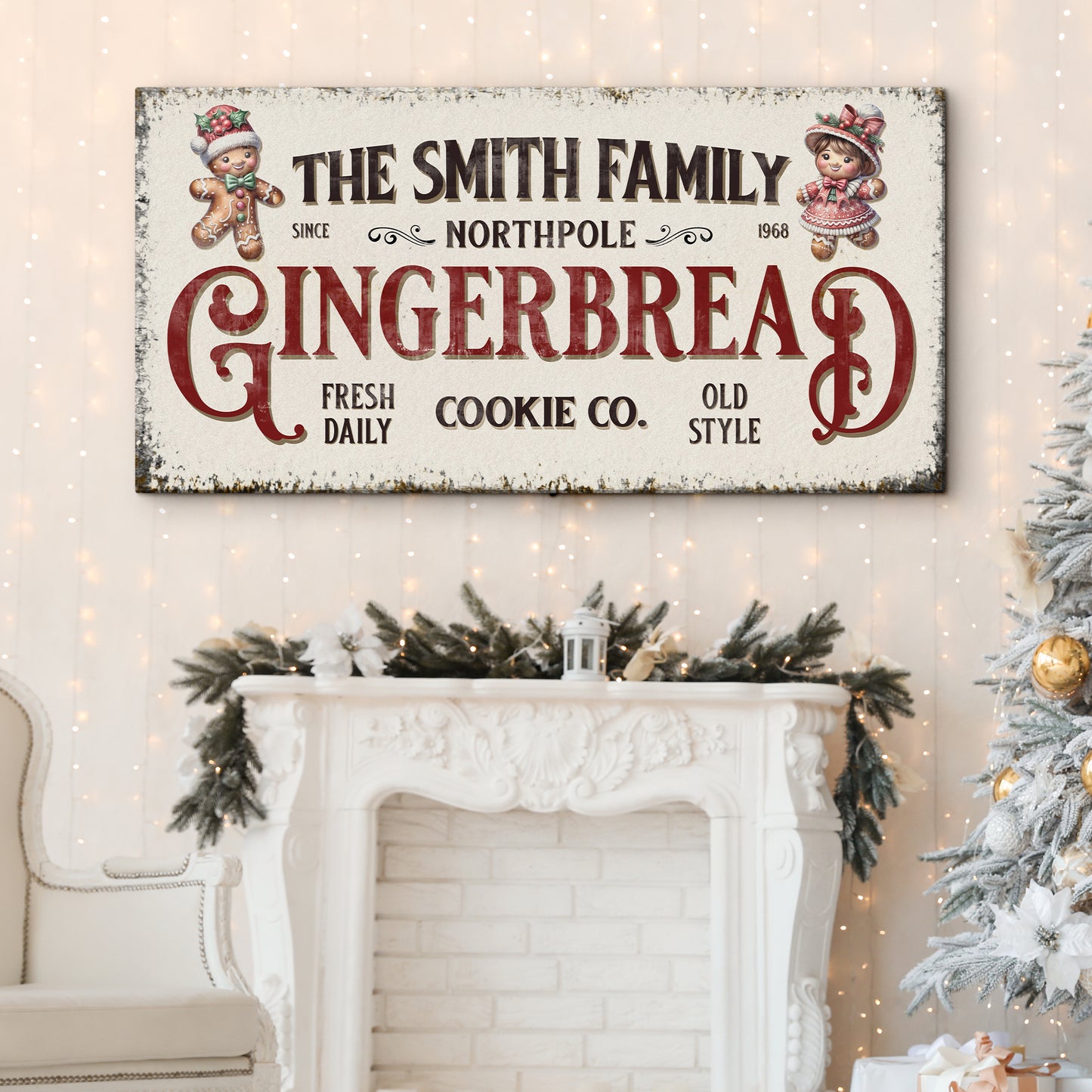 Family Gingerbread Bakery Christmas Sign - Image by Tailored Canvases