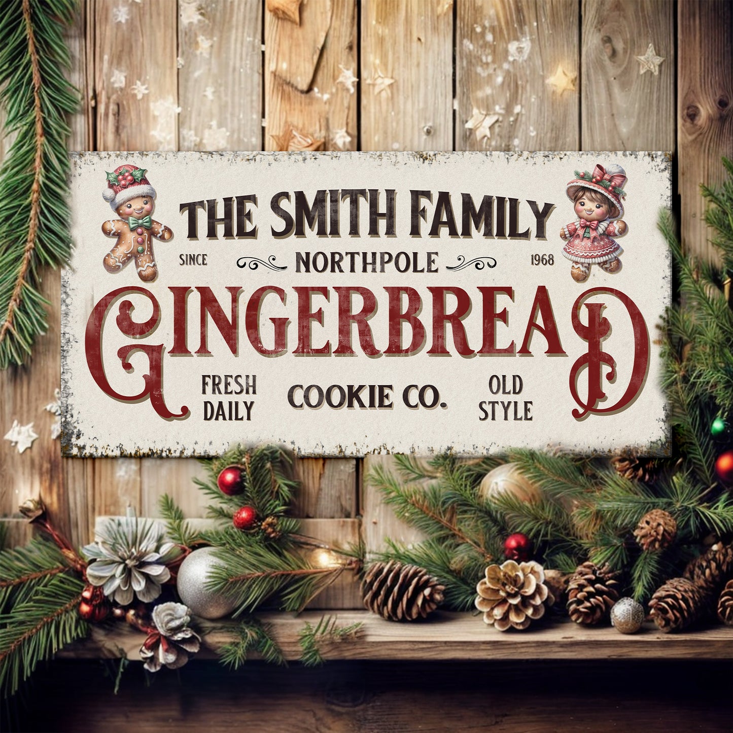 Family Gingerbread Bakery Christmas Sign - Image by Tailored Canvases